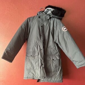 Canada Goose Gray Parka with Logo